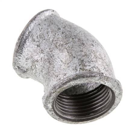 Rp 1'' Zinc plated Cast iron 45 deg Elbow Fitting 25 Bar