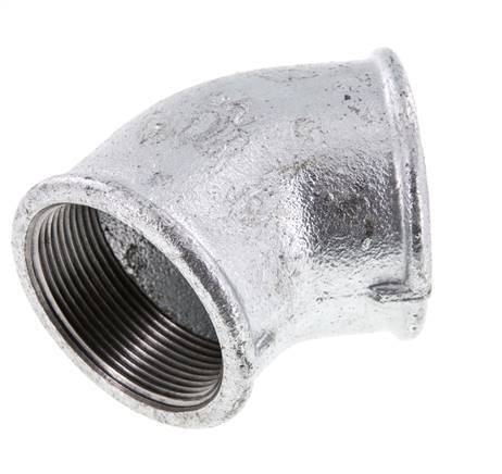 Rp 2'' Zinc plated Cast iron 45 deg Elbow Fitting 25 Bar