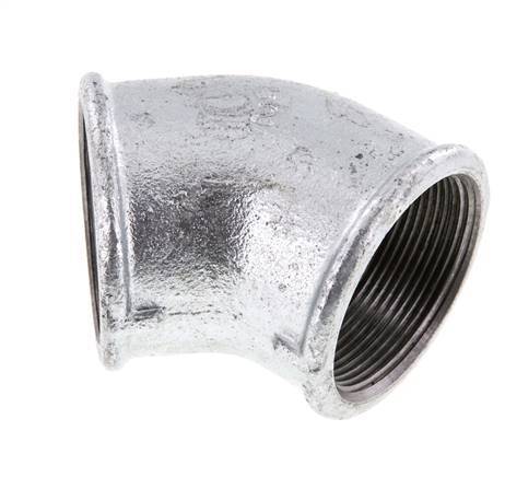 Rp 2'' Zinc plated Cast iron 45 deg Elbow Fitting 25 Bar