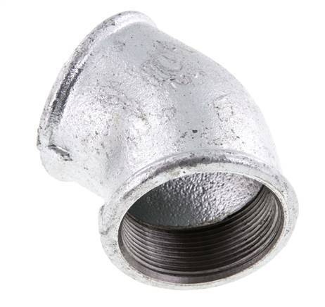 Rp 2'' Zinc plated Cast iron 45 deg Elbow Fitting 25 Bar