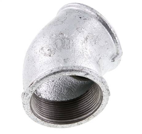 Rp 2'' Zinc plated Cast iron 45 deg Elbow Fitting 25 Bar