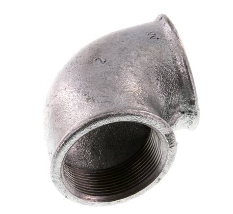 Rp 2'' Zinc plated Cast iron 90 deg Elbow Fitting 25 Bar
