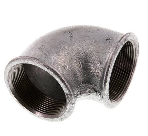 Rp 2'' Zinc plated Cast iron 90 deg Elbow Fitting 25 Bar