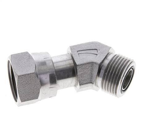 UNS 1''-14 x UNS 1''-14 F/M Zinc plated Steel 45 deg Elbow Fitting ORFS 400 Bar - Hydraulic