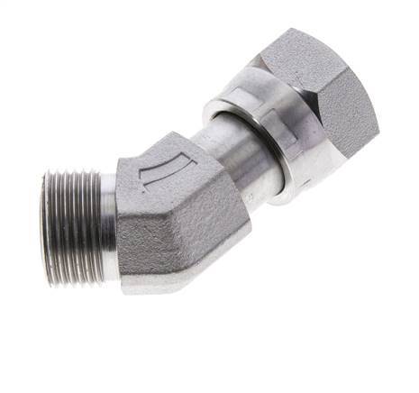 UNS 1''-14 x UNS 1''-14 F/M Zinc plated Steel 45 deg Elbow Fitting ORFS 400 Bar - Hydraulic