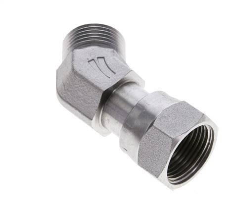 UNS 1''-14 x UNS 1''-14 F/M Zinc plated Steel 45 deg Elbow Fitting ORFS 400 Bar - Hydraulic