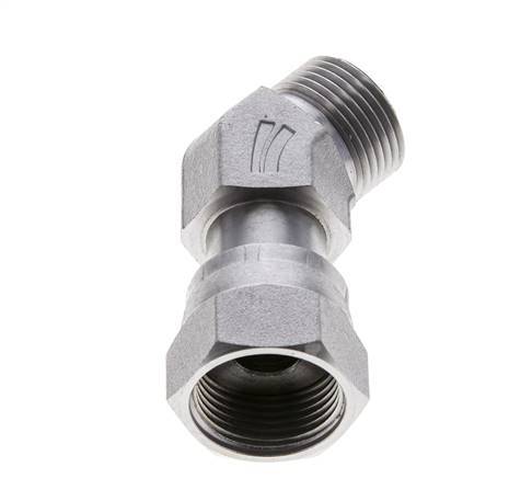 UNS 1''-14 x UNS 1''-14 F/M Zinc plated Steel 45 deg Elbow Fitting ORFS 400 Bar - Hydraulic
