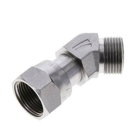 UNS 1''-14 x UNS 1''-14 F/M Zinc plated Steel 45 deg Elbow Fitting ORFS 400 Bar - Hydraulic