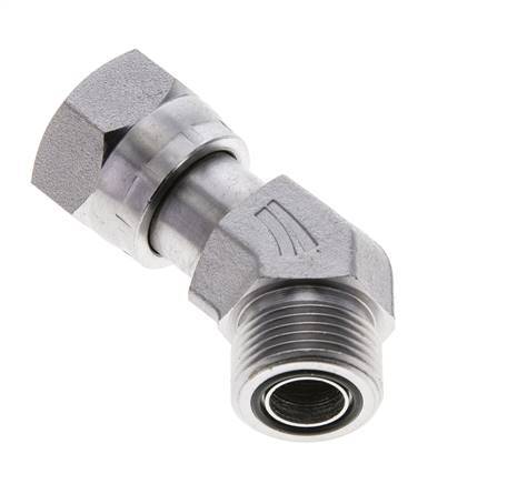 UNS 1''-14 x UNS 1''-14 F/M Zinc plated Steel 45 deg Elbow Fitting ORFS 400 Bar - Hydraulic