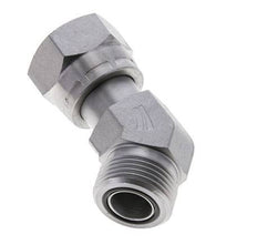 UN 1-3/16''-12 x UN 1-3/16''-12 F/M Zinc plated Steel 45 deg Elbow Fitting ORFS 400 Bar - Hydraulic