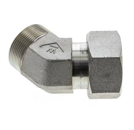 UN 2''-12 x UN 2''-12 F/M Zinc plated Steel 45 deg Elbow Fitting ORFS 250 Bar - Hydraulic