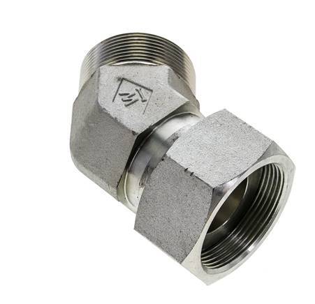 UN 2''-12 x UN 2''-12 F/M Zinc plated Steel 45 deg Elbow Fitting ORFS 250 Bar - Hydraulic
