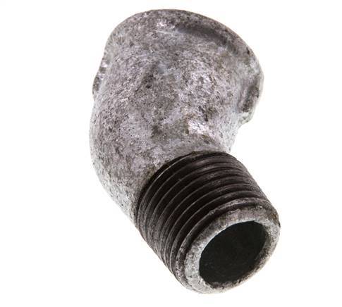 Rp 1/2'' x R 1/2'' F/M Zinc plated Cast iron 45 deg Elbow Fitting 25 Bar [2 Pieces]