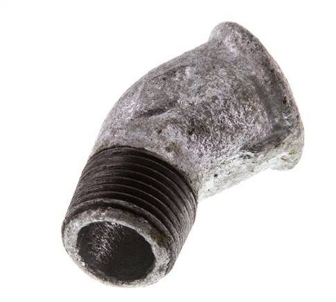 Rp 1/2'' x R 1/2'' F/M Zinc plated Cast iron 45 deg Elbow Fitting 25 Bar [2 Pieces]