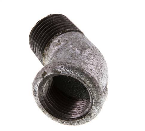 Rp 1/2'' x R 1/2'' F/M Zinc plated Cast iron 45 deg Elbow Fitting 25 Bar [2 Pieces]