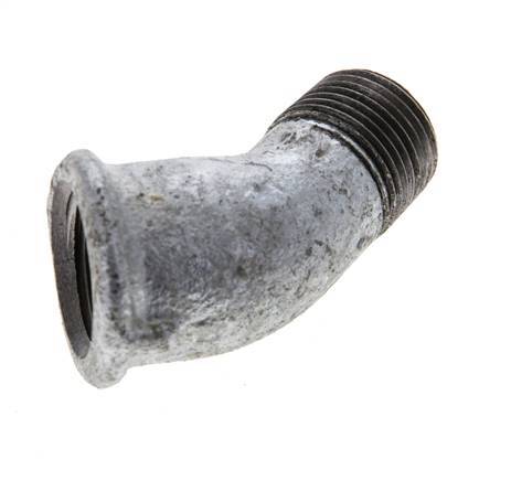 Rp 3/8'' x R 3/8'' F/M Zinc plated Cast iron 45 deg Elbow Fitting 25 Bar [2 Pieces]