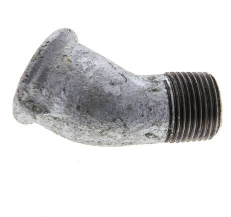 Rp 3/8'' x R 3/8'' F/M Zinc plated Cast iron 45 deg Elbow Fitting 25 Bar [2 Pieces]