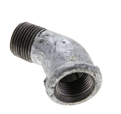 Rp 3/8'' x R 3/8'' F/M Zinc plated Cast iron 45 deg Elbow Fitting 25 Bar [2 Pieces]