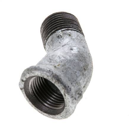 Rp 3/8'' x R 3/8'' F/M Zinc plated Cast iron 45 deg Elbow Fitting 25 Bar [2 Pieces]
