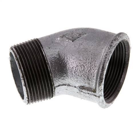 Rp 1 1/2'' x R 1 1/2'' F/M Zinc plated Cast iron 45 deg Elbow Fitting 25 Bar