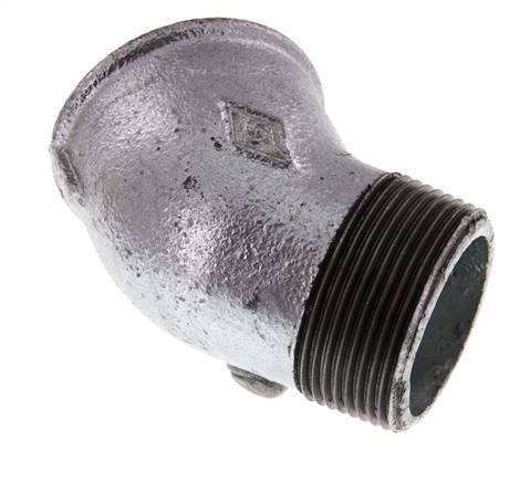 Rp 1 1/2'' x R 1 1/2'' F/M Zinc plated Cast iron 45 deg Elbow Fitting 25 Bar