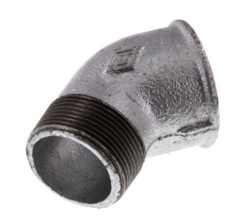 Rp 1 1/2'' x R 1 1/2'' F/M Zinc plated Cast iron 45 deg Elbow Fitting 25 Bar