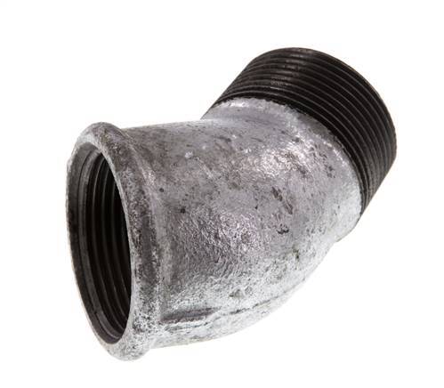 Rp 1 1/4'' x R 1 1/4'' F/M Zinc plated Cast iron 45 deg Elbow Fitting 25 Bar