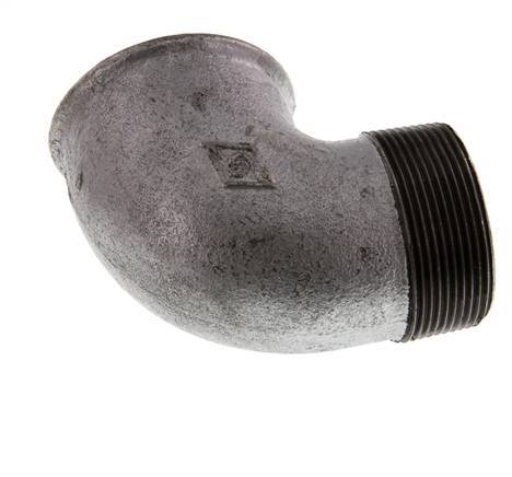 Rp 2'' x R 2'' F/M Zinc plated Cast iron 90 deg Elbow Fitting 25 Bar