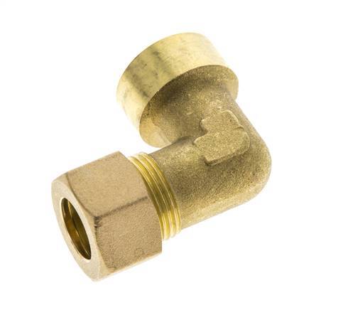 G 1/2'' x 14mm Brass 90 deg Elbow Compression Fitting 89 Bar DIN EN 1254-2