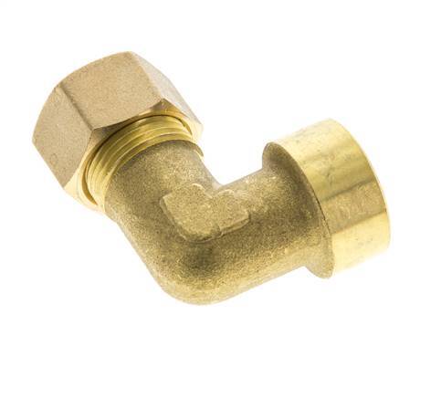 G 1/2'' x 14mm Brass 90 deg Elbow Compression Fitting 89 Bar DIN EN 1254-2