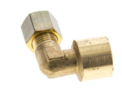 G 1/4'' x 6mm Brass 90 deg Elbow Compression Fitting 150 Bar DIN EN 1254-2