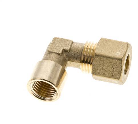 G 1/4'' x 10mm Brass 90 deg Elbow Compression Fitting 95 Bar DIN EN 1254-2