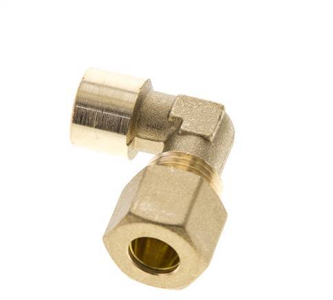 G 1/4'' x 10mm Brass 90 deg Elbow Compression Fitting 95 Bar DIN EN 1254-2