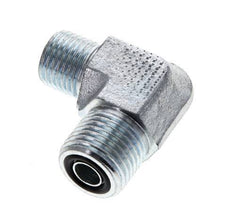 UN 11/16''-16 x UNF 9/16''-18 Male Zinc plated Steel 90 deg Elbow Fitting ORFS 630 Bar - Hydraulic