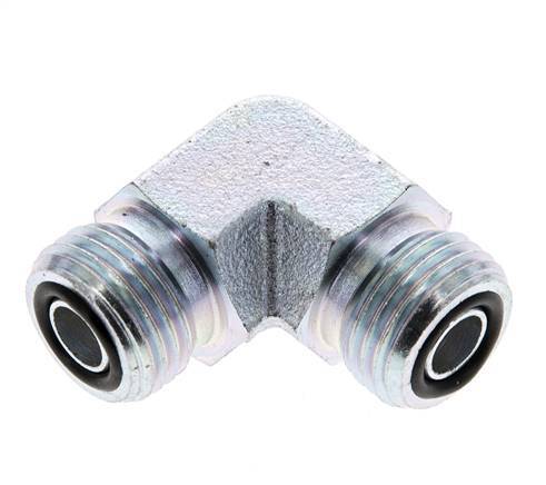 UN 11/16''-16 Male Zinc plated Steel 90 deg Elbow Fitting ORFS 630 Bar - Hydraulic