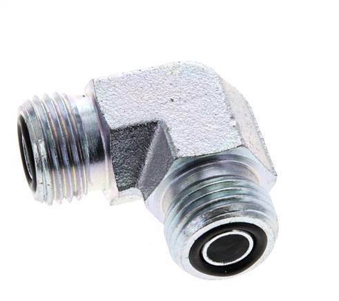 UN 11/16''-16 Male Zinc plated Steel 90 deg Elbow Fitting ORFS 630 Bar - Hydraulic