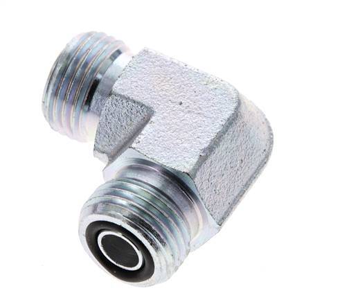 UN 11/16''-16 Male Zinc plated Steel 90 deg Elbow Fitting ORFS 630 Bar - Hydraulic