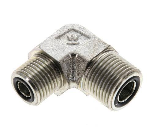 UN 13/16''-16 x UN 11/16''-16 Male Zinc plated Steel 90 deg Elbow Fitting ORFS 630 Bar - Hydraulic