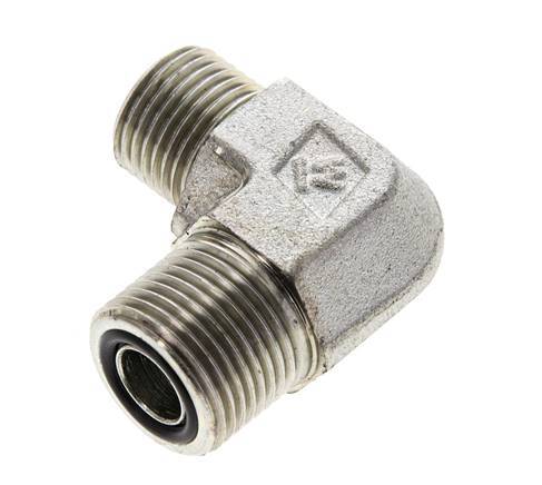 UN 13/16''-16 x UN 11/16''-16 Male Zinc plated Steel 90 deg Elbow Fitting ORFS 630 Bar - Hydraulic