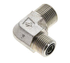 UN 13/16''-16 x UN 11/16''-16 Male Zinc plated Steel 90 deg Elbow Fitting ORFS 630 Bar - Hydraulic