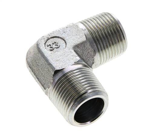3/4'' NPT Male Zinc plated Steel 90 deg Elbow Fitting 200 Bar - Hydraulic
