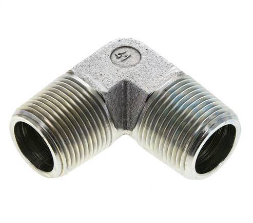 1'' NPT Male Zinc plated Steel 90 deg Elbow Fitting 160 Bar - Hydraulic