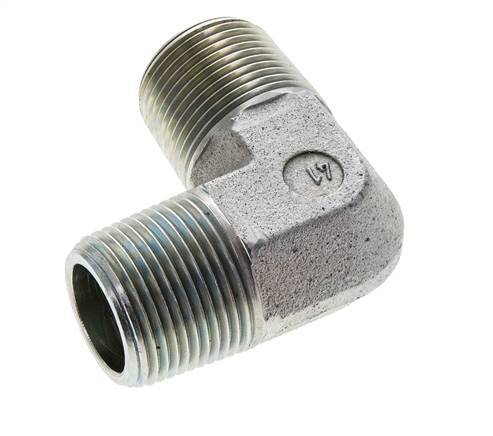 1'' NPT Male Zinc plated Steel 90 deg Elbow Fitting 160 Bar - Hydraulic
