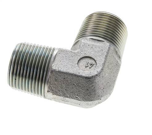 1'' NPT Male Zinc plated Steel 90 deg Elbow Fitting 160 Bar - Hydraulic