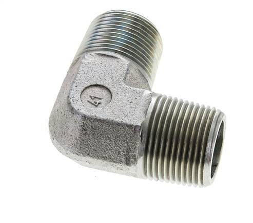 1'' NPT Male Zinc plated Steel 90 deg Elbow Fitting 160 Bar - Hydraulic