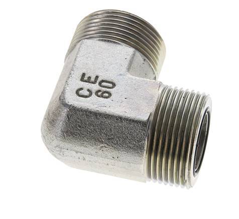 UN 1-7/16''-12 Male Zinc plated Steel 90 deg Elbow Fitting ORFS 400 Bar - Hydraulic