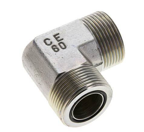 UN 1-7/16''-12 Male Zinc plated Steel 90 deg Elbow Fitting ORFS 400 Bar - Hydraulic