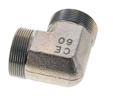 UN 2''-12 Male Zinc plated Steel 90 deg Elbow Fitting ORFS 250 Bar - Hydraulic