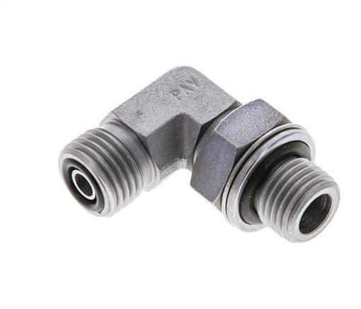 UNF 9/16''-18 x G 1/4'' Male Zinc plated Steel 90 deg Elbow Fitting ORFS 400 Bar - Hydraulic