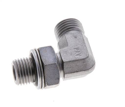 UNF 9/16''-18 x G 1/4'' Male Zinc plated Steel 90 deg Elbow Fitting ORFS 400 Bar - Hydraulic